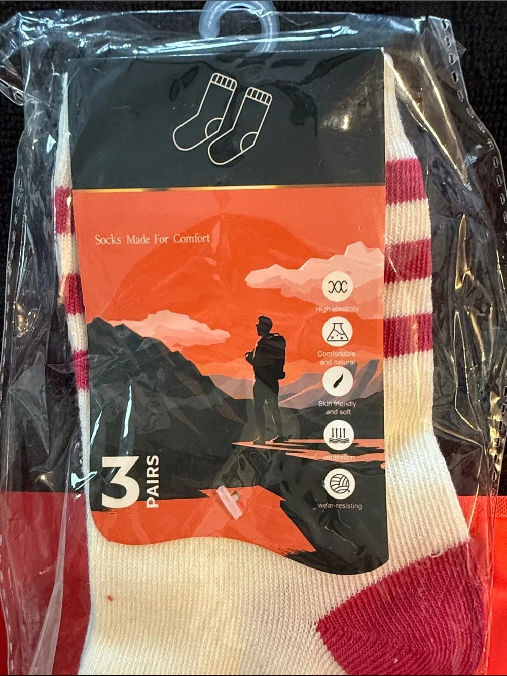 Kids Crew Socks in White with Red Accents 3pk